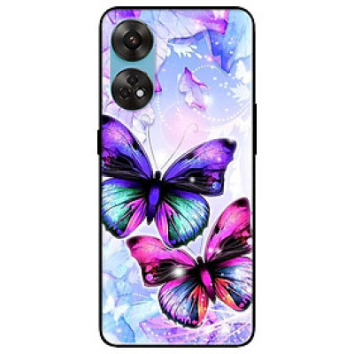 Ốp lưng dành cho Oppo Reno 8T 4G - Reno 8T 5G - Reno 10 5G - Reno 10 Pro 5G - Cặp Đôi Bướm Tím Hồng - Hàng Chính Hãng