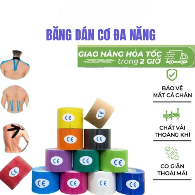 1 Cuộn 2,5cm x 5m Băng Keo Thể Thao Chất Thun Co Giãn Hỗ Trợ Cơ Bắp, Khớp (Kinesiology Tape) - Giao Màu Ngẫu Nhiên