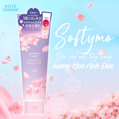 Sữa Rửa Mặt Tẩy Trang Hương Hoa Anh Đào Kose Softymo Cleansing Foam Hyaluronic Acid (190 G)