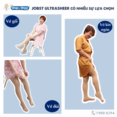 Vớ y khoa bầu JOBST UltraSheer - Siêu mỏng, màu da, kín ngón, 20-30mmHg, giãn tĩnh mạch chân (tất y khoa)