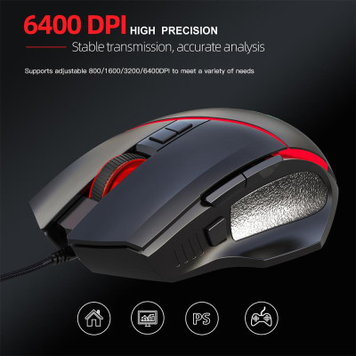 Chuột chơi game có dây HXSJ A876 USB đầy màu sắc  với 4 DPI có thể điều chỉnh cho máy tính xách tay PC