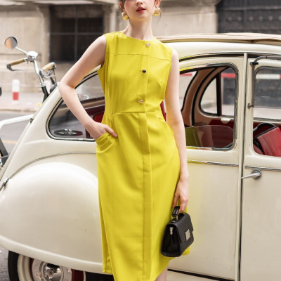 Đầm vàng chanh túi xéo NGADO