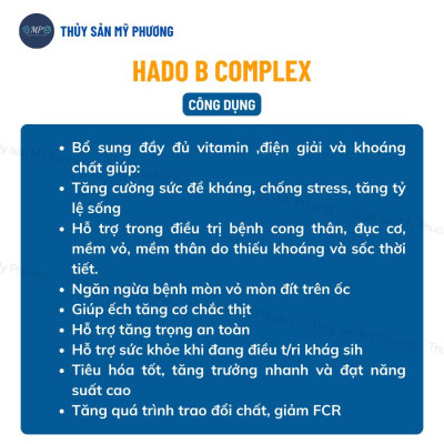 Vitamin khoáng trộn điện giải chống sốc Hado b.Complex tăng trọng giúp tăng cơ chống mòn vỏ cho tôm thẻ cá lươn ếch ốc b