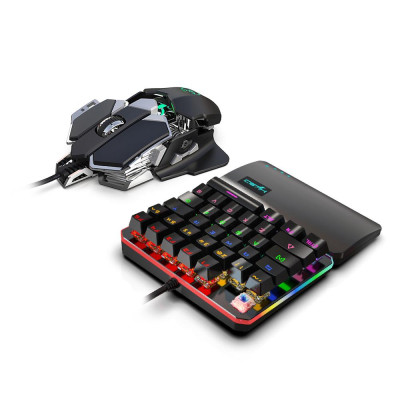  Combo Chuột chơi game HXSJ V200 + J600 có dây  lập trình macro 9 phím & V200 Blue Switch Cơ một tay