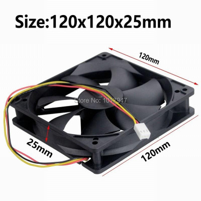 1 Bộ Quạt Tản Nhiệt Không Chổi Than 12v 3p 120mm 120x25mm 12025 Fg Dc