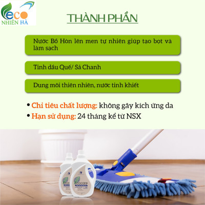 Nước lau sàn ECOCARE 4L tinh dầu thiên nhiên, nước lau nhà đuổi muỗi, chống trượt cho bé
