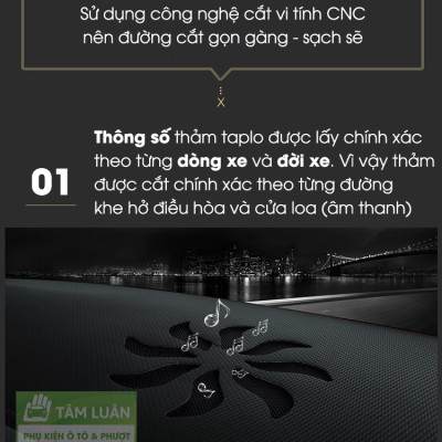 Thảm taplo xe ô tô da carbon Tâm Luân chống nắng và chống nóng không thấm nước (26 dòng xe - đời xe)