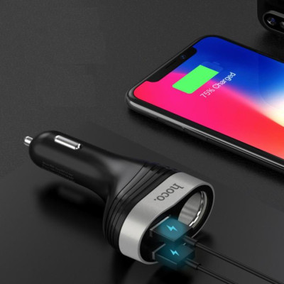 Bộ chia tẩu sạc ô tô, xe hơi nhãn hiệu Hoco Z29 -HÀNG CHÍNH HÃNG 