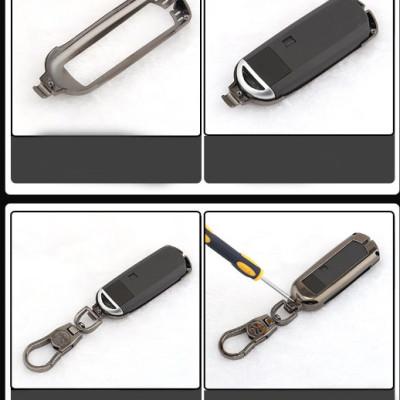 Ốp vỏ chìa khóa, bao da chìa khóa inox có lót bọc silicon cao cấp dành cho xe Mitsu Xpander M02 - màu bạc