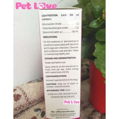 Chai xịt viêm da, nấm da chó mèo Bio Clear Spray (100ml)