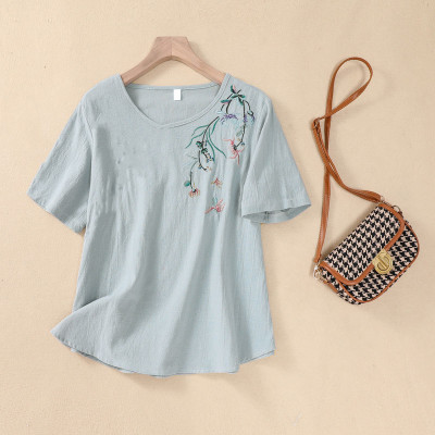 Áo kiểu nữ đẹp, chất liệu Đũi, vải mềm mát,dễ chịu khi mặc, áo kiểu form rộng tay ngắn ale18