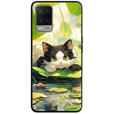 Ốp lưng cho Oppo A54 - A55 - A56 5G - A55s - A18 - A38 - A58 - Mèo Tam Thể Lá Sen - Hàng Chính Hãng