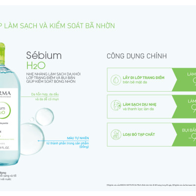 Nước Tẩy Trang Dành Cho Da Dầu Mụn BIODERMA Sébium H2O 500ml + Tặng 1 Móc Khóa Nhựa 2 Mặt