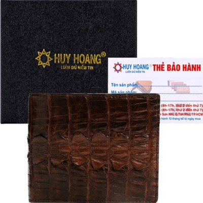 Ví Nam Da Cá Sấu Gai Đuôi Huy Hoàng HT2242 (12.5 x 10 cm) - Nâu Đất