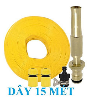 Bộ dây vòi xịt nước rửa xe, tưới cây . tăng áp 3 lần, loại 15m 206587 cút sập,+ tặng mở chai