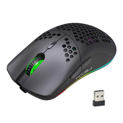 Chuột chơi game không dây HXSJ T66 RGB 2.4G Chuột sạc ánh sáng RGB với DPI có thể điều chỉnh Thiết kế tiện dụng cho máy tính để bàn - Màu trắng