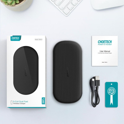 Đế sạc Choetech T535 không dây 2 in 1 công suất 10w (Hàng chính hãng)