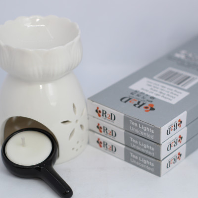 Nến không khói màu trắng tealight 10 viên dùng cho lò xông tinh dầu chính hãng R2D