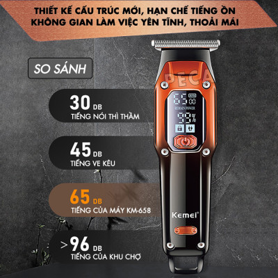 Tông đơ chấn viền Kemei KM-658 điều chỉnh 2 mức tốc độ có màn hình LCD có thể bấm viền, khắc tóc, cạo đầu - Hàng chính hãng