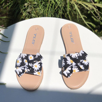 Dép nữ bảng ngang nơ hoa cúc siêu dễ thương 21448