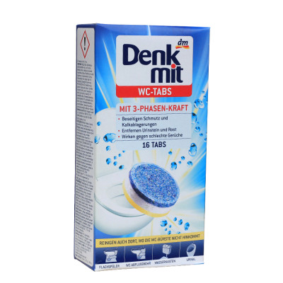 Viên tẩy bồn cầu Denkmit Đức 16 viên diệt khuẩn, khử mùi hôi, sạch mảng bám