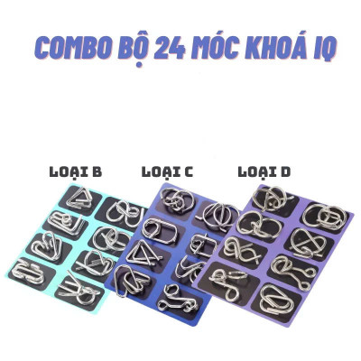 Combo 24 Móc Khóa IQ | Đồ Chơi Phát Triển Trí Tuệ Thông Minh Cho Trẻ, Tư Duy Mở Khóa Loại Tốt Không Gỉ, ĐÈN TRANG TRÍ , ĐỒNG HỒ TREO TƯỜNG
