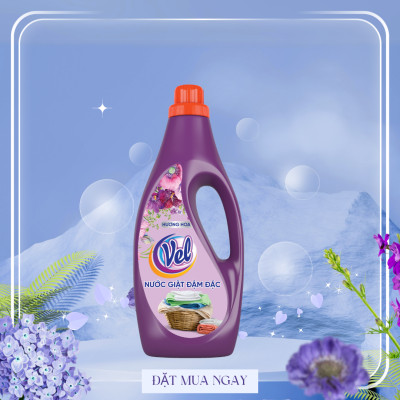 Combo Nước giặt VEL ĐẬM ĐẶC lưu hương dịu nhẹ bền lâu cho quần áo Chai 1800ml