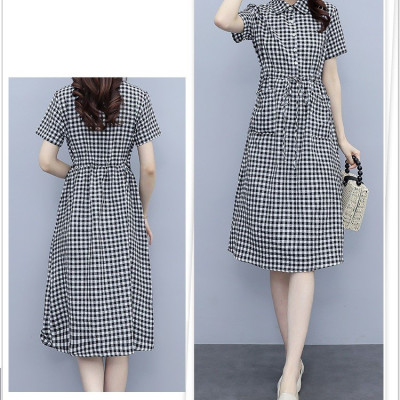 Đầm đũi nữ ngắn tay, họa tiết kẻ caro trẻ trung, 2 túi bên thời trang, đầm có dây rút eo tôn dáng NH174