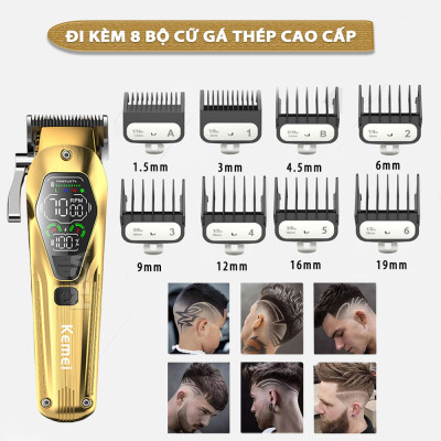Tông đơ cắt tóc chuyên nghiệp Kemei KM-1698 lưỡi cắt mạ carbon DLC cao cấp công suất siêu mạnh 10W - Chính hãng