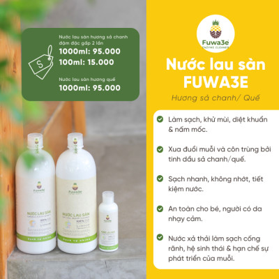 Nước lau sàn quế Fuwa3e hữu cơ đuổi muỗi diệt khuẩn đậm đặc 1L