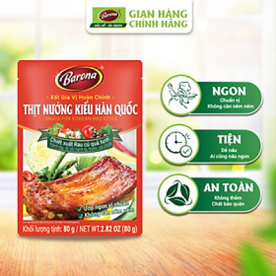 Combo 1 hộp (20 gói) Gia Vị Thịt Nướng Hàn Quốc Barona 80g ướp ngon chuẩn vị không cần nêm nếm