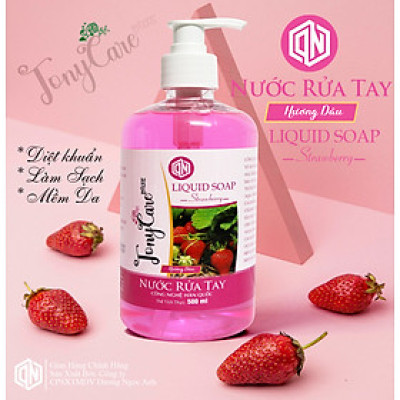 Nước rửa tay Tonycare 500ml Hương Dâu – Diệt khuẩn, hương ngọt ngào, dịu nhẹ da tay – Chính hãng Tonycare