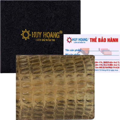 Ví Nam Da Cá Sấu Gai Lưng Huy Hoàng HT2231 (12.5 x 10 cm) - Rêu