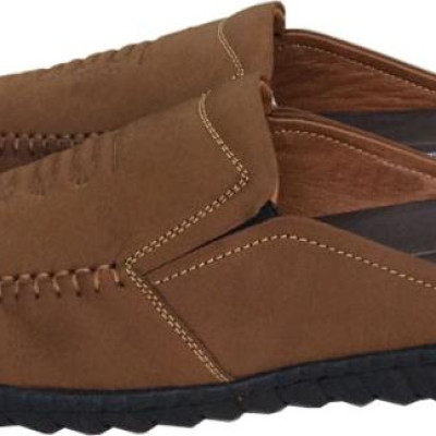 Dép nam bít mũi Trường Hải màu VÀNG da bò thật đế cao su may chắc chắn thời trang cao cấp êm ái BM077