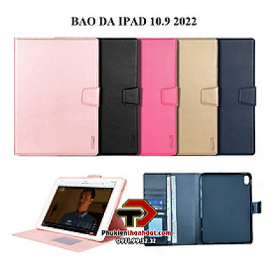 Bao da dạng ví cho iPad Gen 10 2022 10.9inch, iPad 10 hiệu Hanman có quai cài - hàng chính hãng