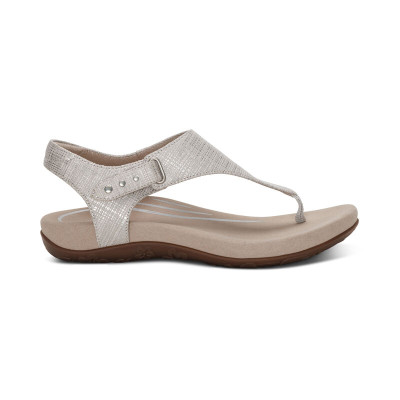 Giày sandal sức khỏe nữ Aetrex Ellie Grey - nâng vòm giảm đau chân, đệm đế memory foam