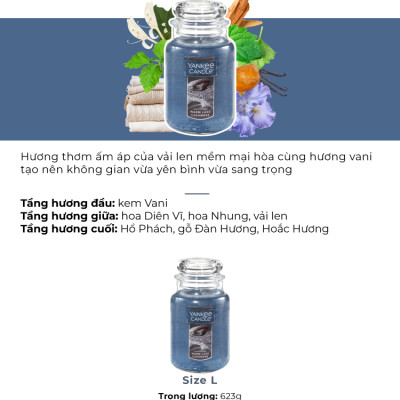 Nến hũ Yankee Candle size L (623g) - Warm Luxe Cashmere