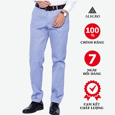 Quần Kaki Nam ALIGRO Xanh Da Trời chất liệu kaki mềm mịn cao cấp, kiểu dáng slimfit ALGK021