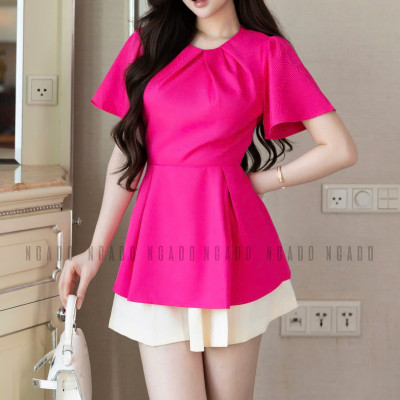 Quần kem xếp ly NGADO , quần short nữ , quần công sở