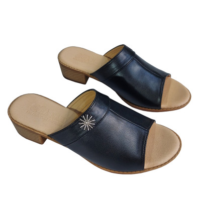 Dép Nữ Quai Ngang Cao Gót HÀ NAM Da Bò Thật Thời Trang Cao Cấp 3cm DNU2176