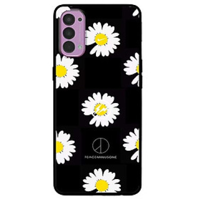 Ốp lưng dành cho Oppo Reno 4 mẫu Cúc Hoạ Mi 3 Hoa Cúc Ô Vuông Xám Đen