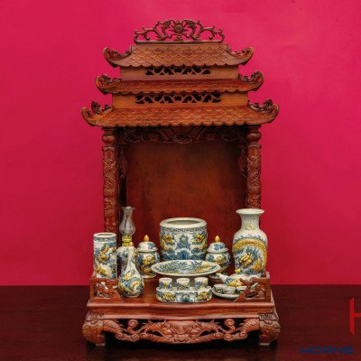 Bát Hương Men Rạn Đắp Nối Size 16cm