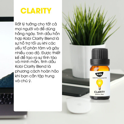 Tinh Dầu Kobi Clarity - Tinh Dầu Thiên Nhiên Nguyên Chất Giúp Xua Tan Cảm Giác Mệt Mỏi, Cho Tinh Thần Minh Mẫn, Sáng Tạo, Thích Hợp Dùng Với Đèn Xông, Máy Khuếch Tán Và Máy Xông Tinh Dầu