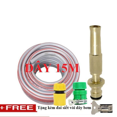  Bộ dây vòi xịt nước rửa xe, tưới cây . tăng áp 3 lần, loại 15m 206587 cút sập, + tặng đai