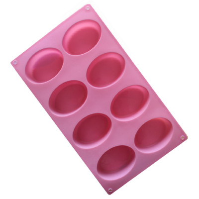 Khuôn silicon làm bánh, rau câu 8 hình Oval - Mã số 1052