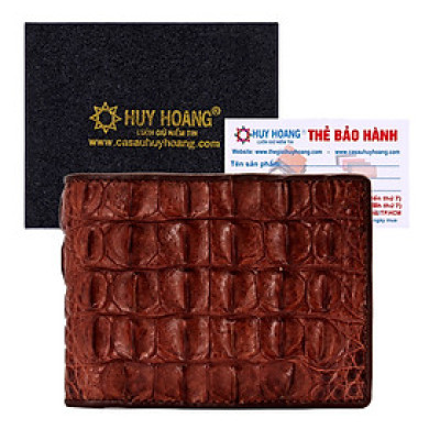 HJ2211 - Bóp nam Huy Hoàng da cá sấu gai lưng màu nâu đỏ