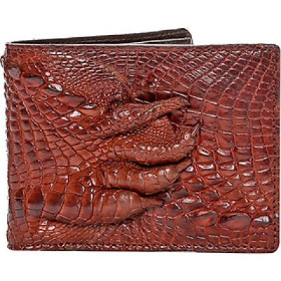 Ví Nam Da Cá Sấu Gù Chân Huy Hoàng HT2233 (12.5 x 10 cm) - Nâu Đỏ