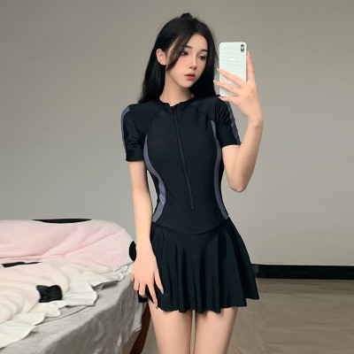 Đồ bơi Nữ  một mảnh tay ngắn dạng váy có khóa kéo ( Có size lớn 70kg)