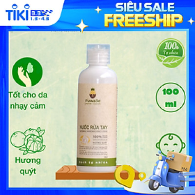 Nước rửa tay sát khuẩn Fuwa3e hữu cơ, tinh dầu quýt thơm dịu nhẹ
