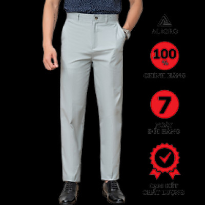 Quần kaki nam ALIGRO chất liệu kaki mềm mịn cao cấp dáng slimfit màu ghi sáng ALGK074